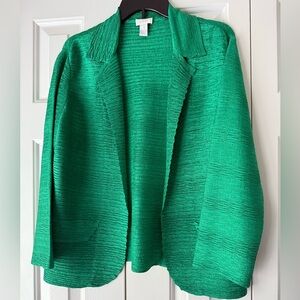Chico's Emerald green Textured Jacket  blazer Sz 1 (medium) dressy